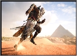 Gra, Assassins Creed Origins, Biegnący, Bayek, Piramidy