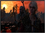 Ciri, Geralt, Zachód słońca, Wiedźmin 3 Dziki Gon, The Witcher 3 Wild Hunt
