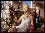 Kobieta, Blondynka, Kwiaty, Gra, Assassins Creed Odyssey