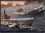 Gra, World of Warships, Okręty podwodne, Ocean, Skały, Cieśnina