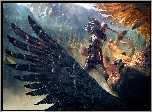 Gra, Wiedźmin 3 Dziki Gon, The Witcher 3 Wild Hunt, Geralt z Rivii, Ptak, Walka
