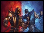 Mortal Kombat, Sub Zero, Scorpion, Lód, Ogień, Cios