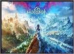 Gra, Horizon Call of the Mountain, Góry, Rzeka, Lato, Zima, Szczyt, Postać, Plakat