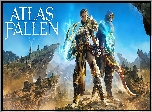 Gra, Atlas Fallen, Postacie, Broń, Wzgórza, Skały, Plakat