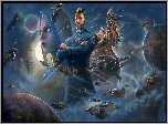 Sins of a Solar Empire 2, Postacie, Kobieta, Kaptur, Mężczyzna, Mundur, Robot, Kosmos, Statki kosmiczne, Plakat