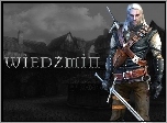 The Witcher, wioska, mężczyzna, miecz