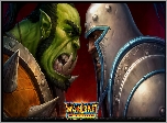 Gra, World of Warcraft, Orks and Humans, Postacie, Ork, Rycerz, Twarze, Profil, Plakat