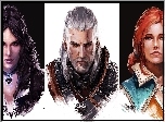 Z gier, Wiedżmin 3, Triss Merigold, Yennefer z Vengerbergu, Geralt z Rivii, Twarze