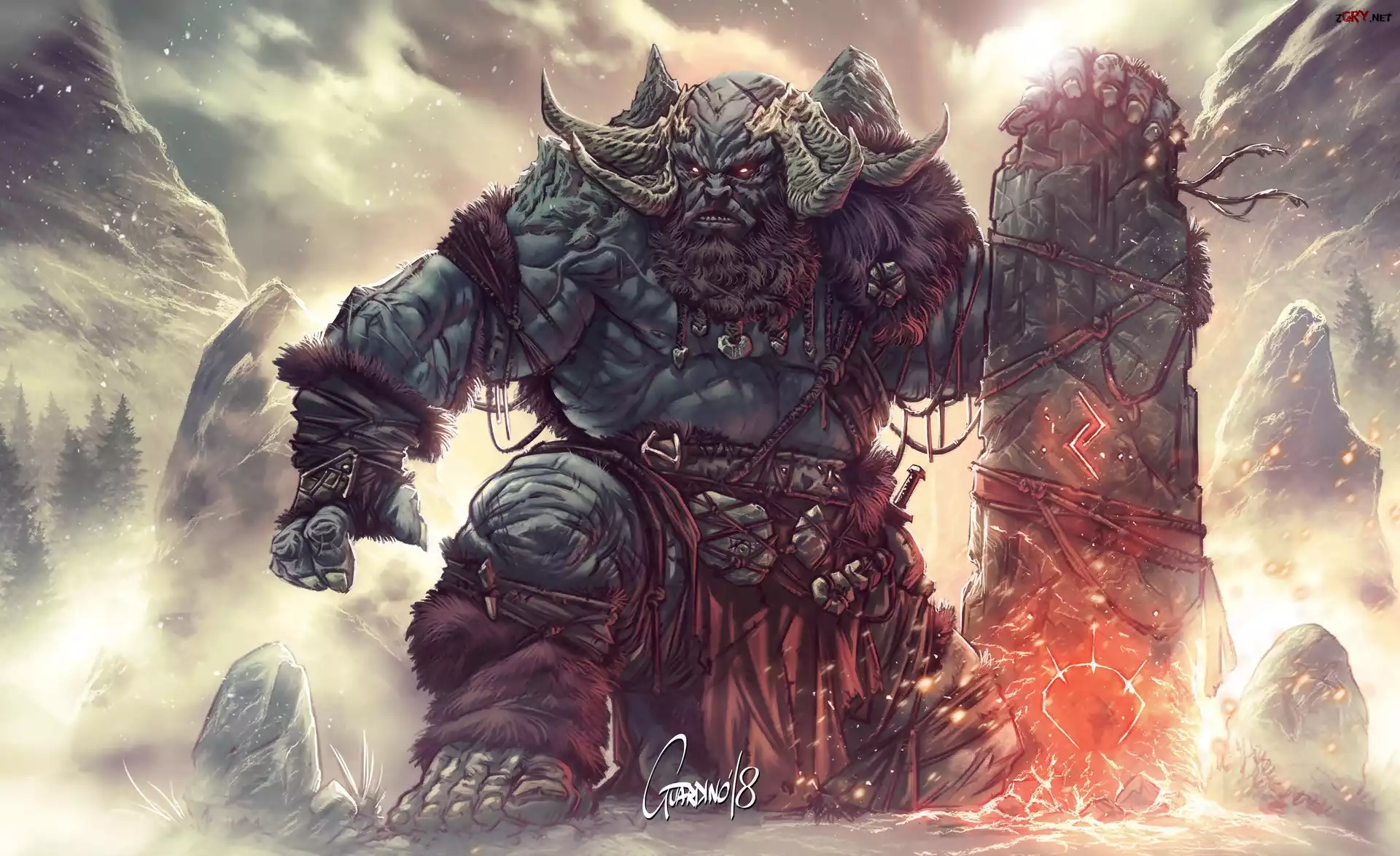 Gra, God of War, Postać, Troll, Daudi Kaupmadr, Digital Art