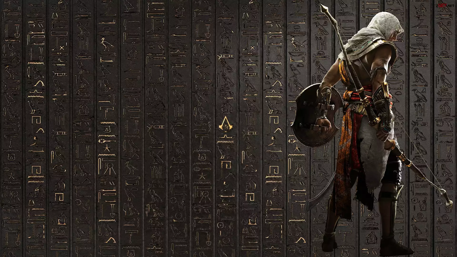 Assassins Creed Origins, Bayek, Åšciana, Hieroglify