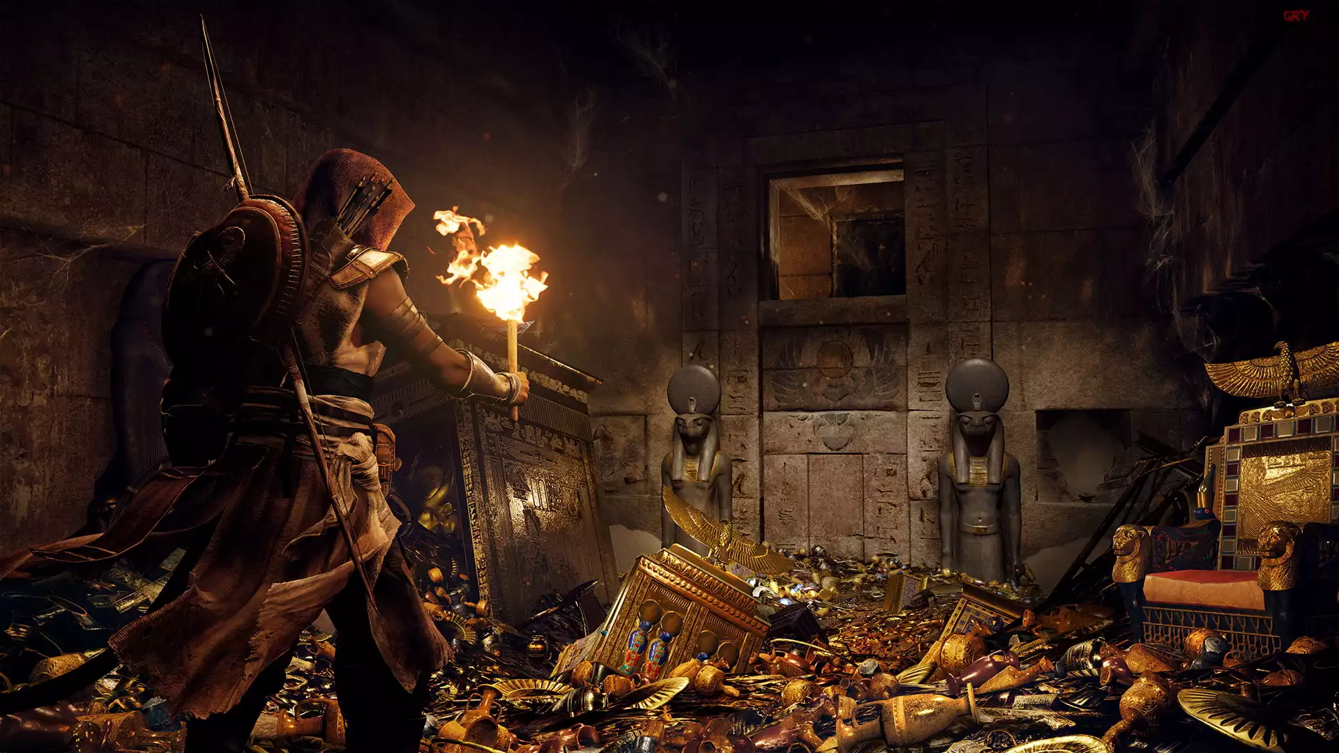 Gra, Assassins Creed Origins, Postać, Bayek, Grobowiec