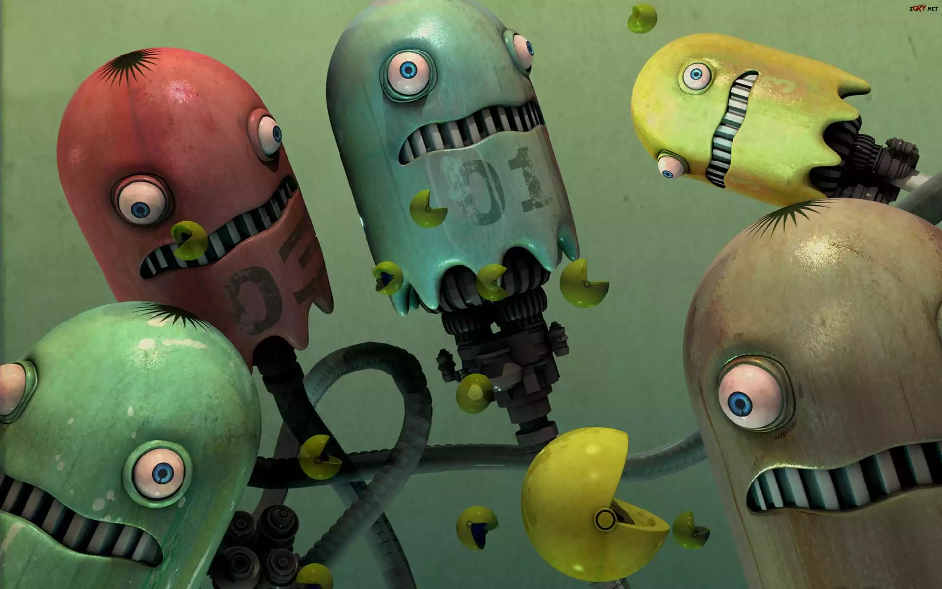 Gra, Pac-Man, Roboty, Oczy