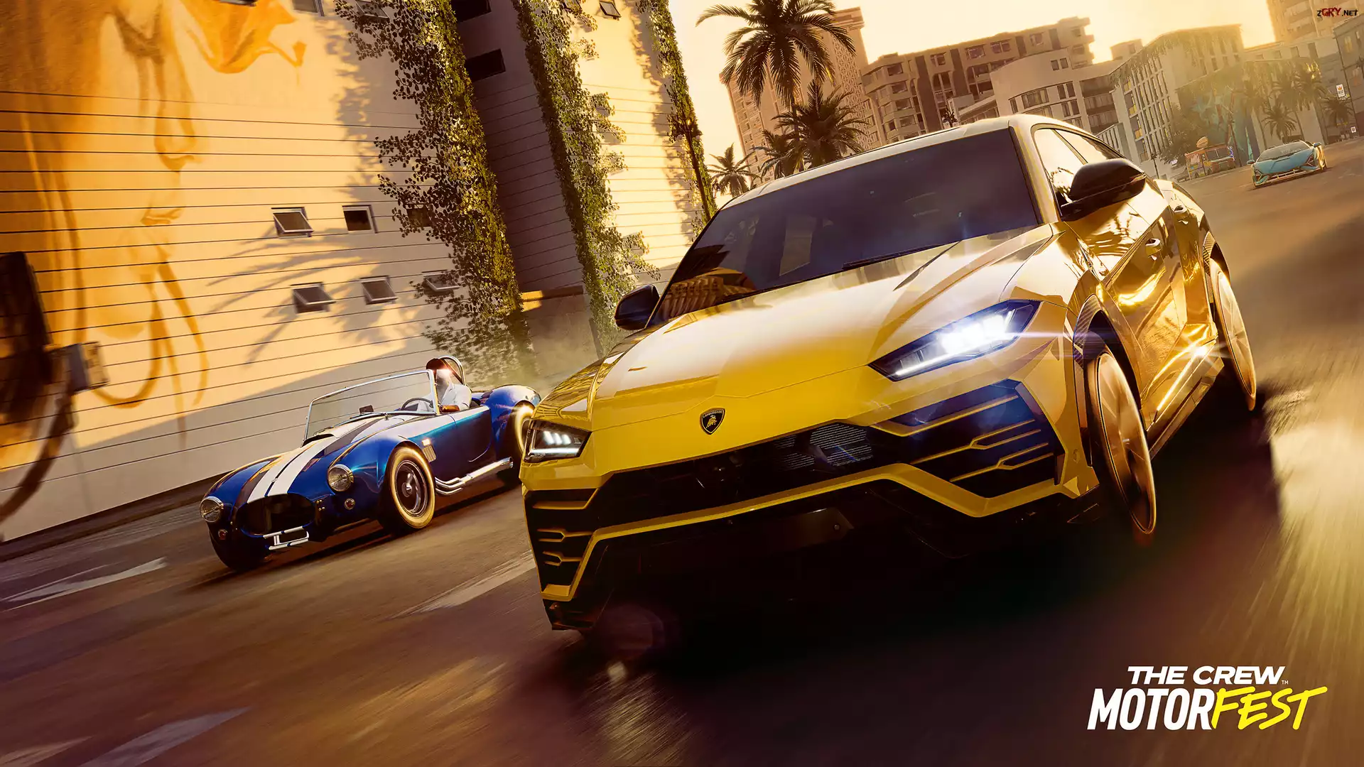 Gra, The Crew Motorfest, Lamborghini Urus, Żółty, Przód, Wyścig, Plakat