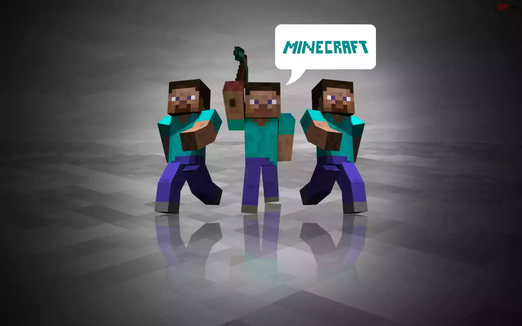 Minecraft, Steve, Ludzie, Kilof, Odblask