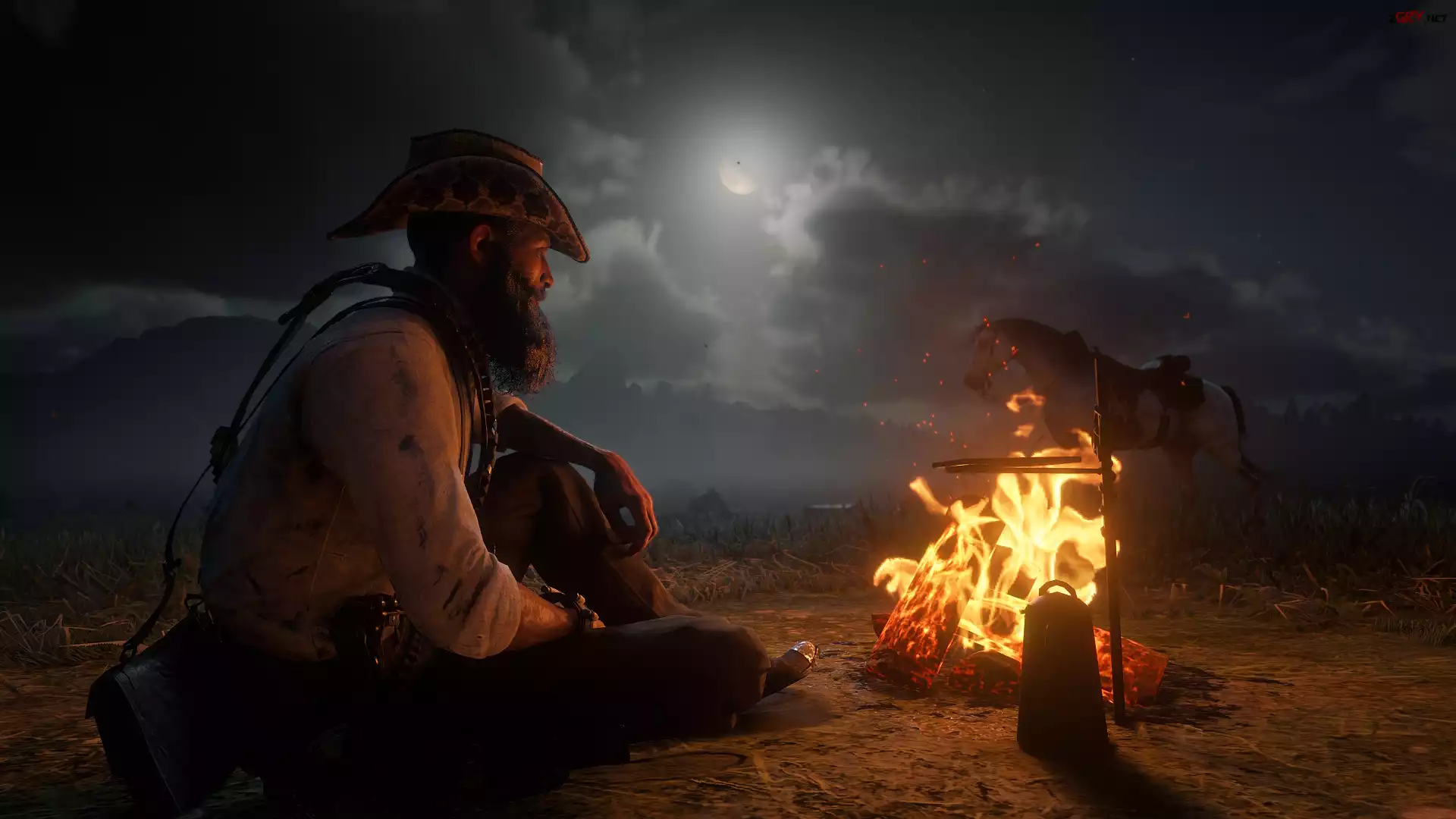 Postać, John Marston, Ognisko, Gra, Red Dead Redemption 2