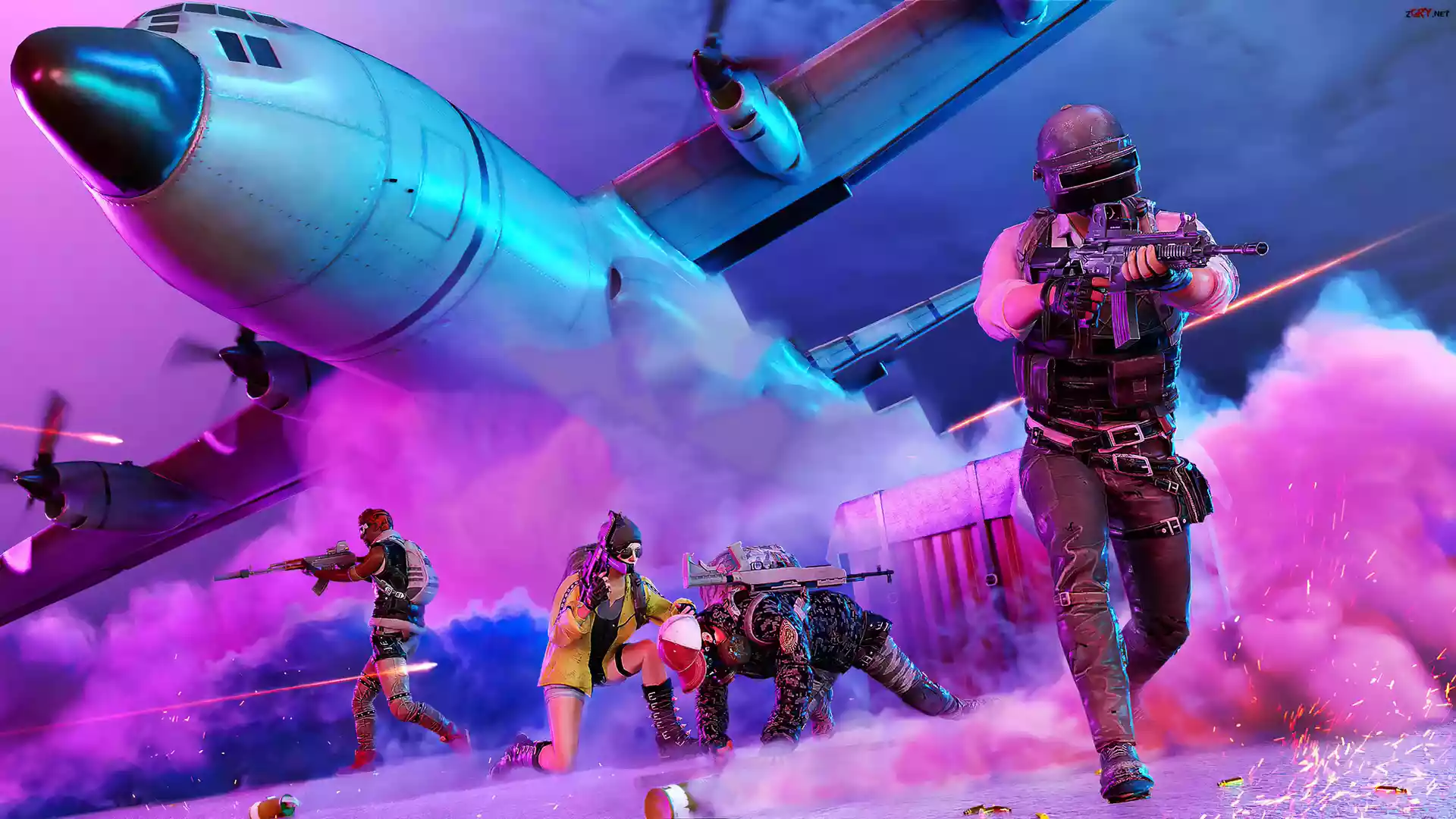 PUBG Lite Mobile, Samolot, Dym, Postacie, Walka