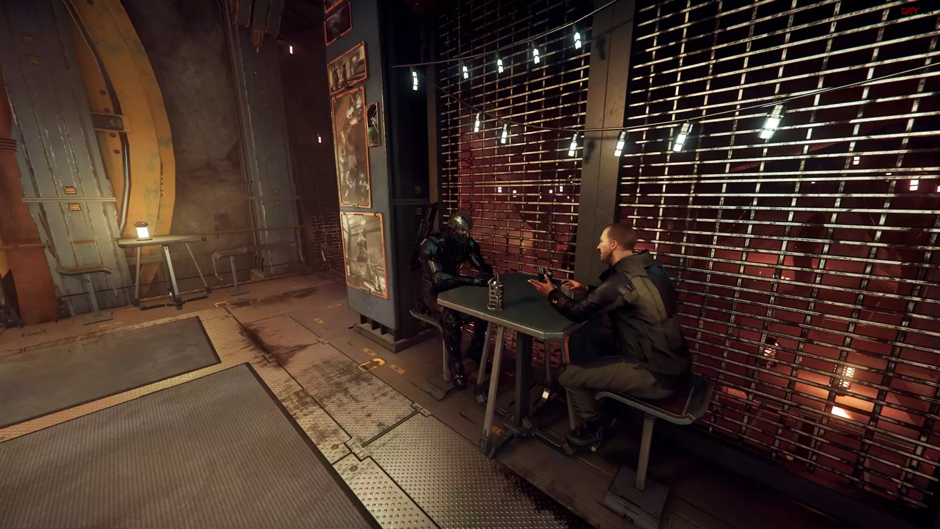 Gra, Star Citizen, Wnętrze, Mężczyźni, Stolik, Oświetlenie