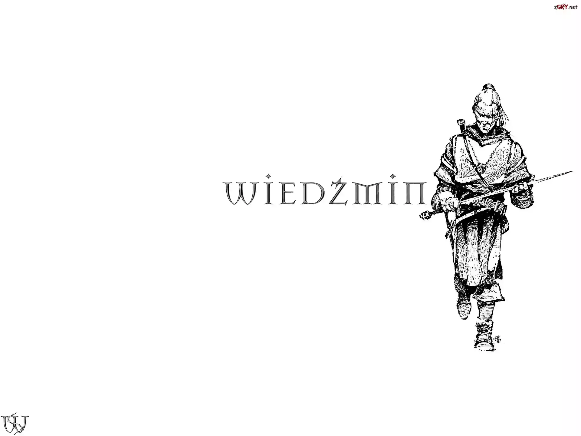 The Witcher, szkic, mężczyzna, miecz