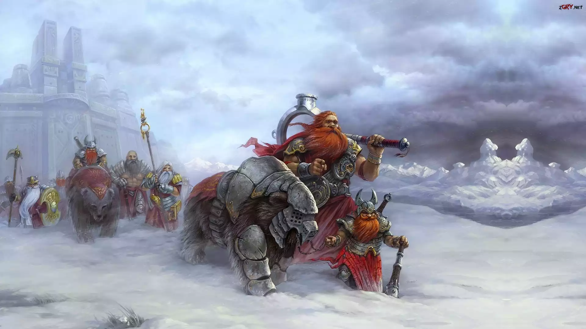 Zima, Krasnoludy, Wojownicy, Gra, Heroes of Might and Magic V