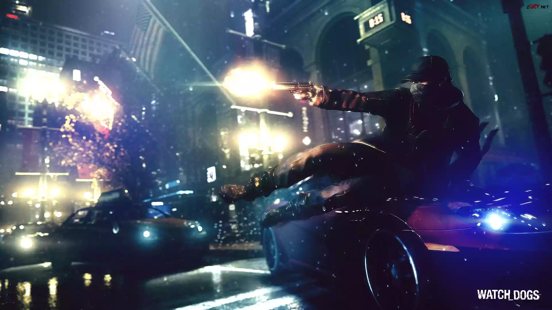 Watch Dogs, Mężczyna, Wybuchy, Miasto